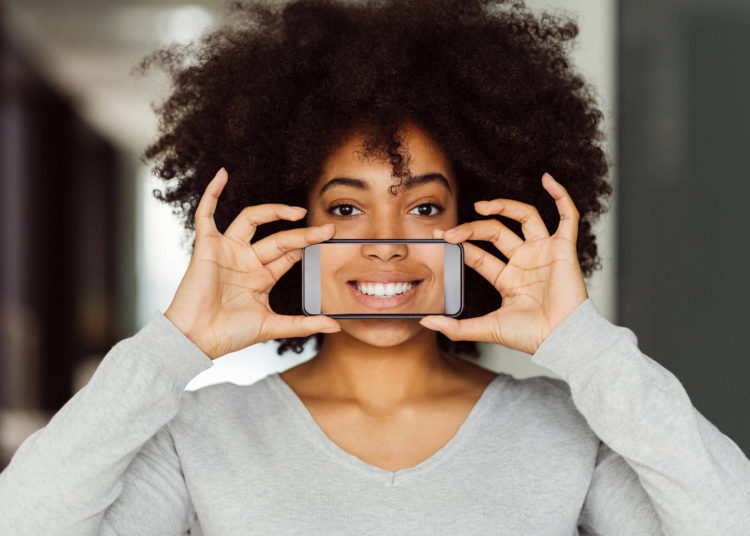 Woman with perfect toothy smile